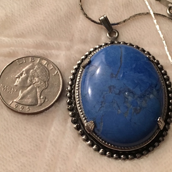 Large Blue Faux Stone Pendant - Picture 3 of 5